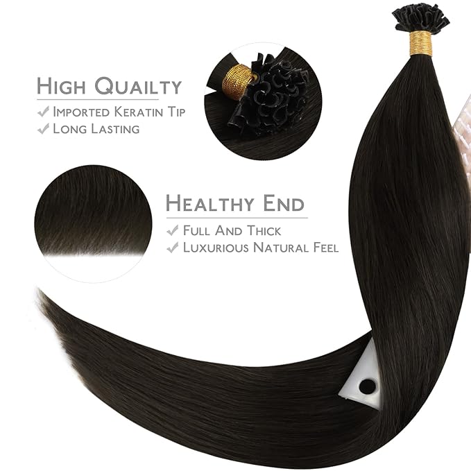 WENNALIFE U Tip Hair Extensions Human Hair, 50g 50s 22 Inch Dark Brown Remy Hair Extensions K Tip Hair Extension Real Human Hair Invisible Straight Keratin Hair Extensions