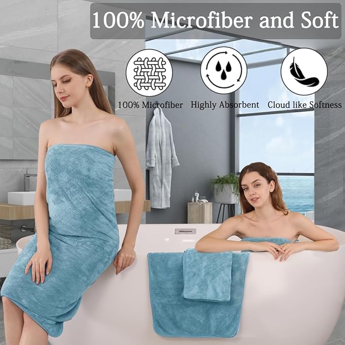 Ycosy 8-Piece Bath Towels Set,2 Oversized Large Bath Towels Sheet,2 Hand Towels and 4 Washcloths - 600 GSM Soft Luxury Towel Set,Highly Absorbent Quick Dry Towel Collection for Bathroom,Hotel and Spa