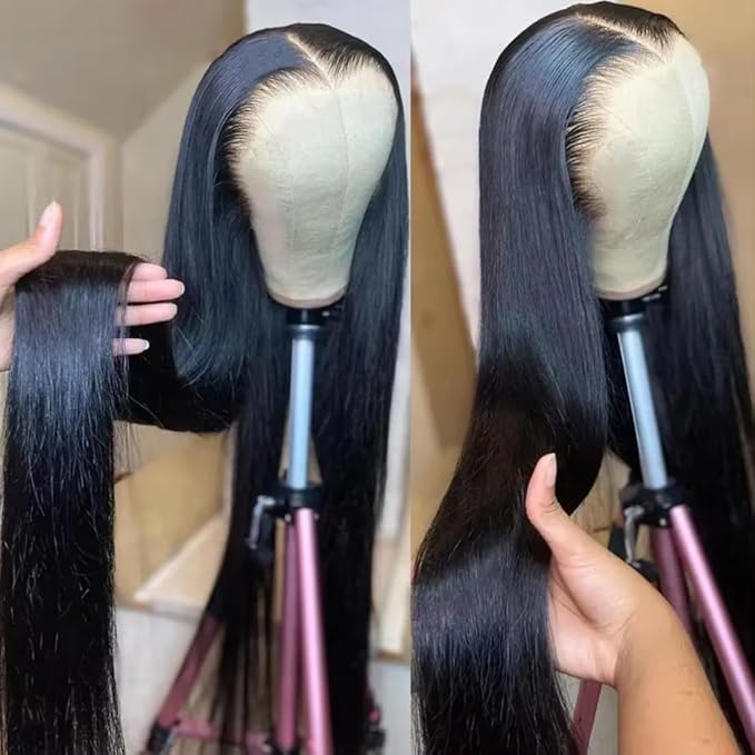 28 Inch Lace Front Wig Human Hair 210 Density Straight Wigs Human Hair 12A Pre Plucked Brazilian 13x6 HD Transparent Lace Frontal Wigs for Black Women