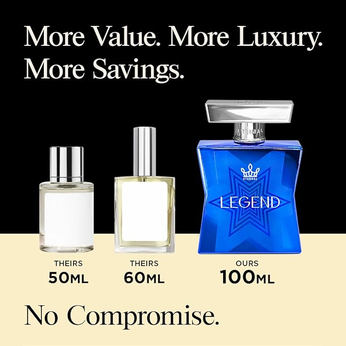 Eternal Legend - Inspired by Iconic Fresh Citrus Woody Cologne - 3.4 oz (100ml) - EDP - Long-lasting - Vegan - Clean Ingredients - Cologne Spray for Men - 2000 sprays per bottle