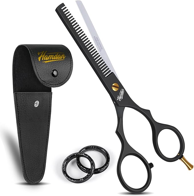 Hair Scissors Thinning Shears for Hair Cutting Hamdan 6.5” Texturizing Shears – Ultra-Sharp Texture Scissors for cutting hair, Precision Haircut for Salon & Home - Thinning shears for dogs