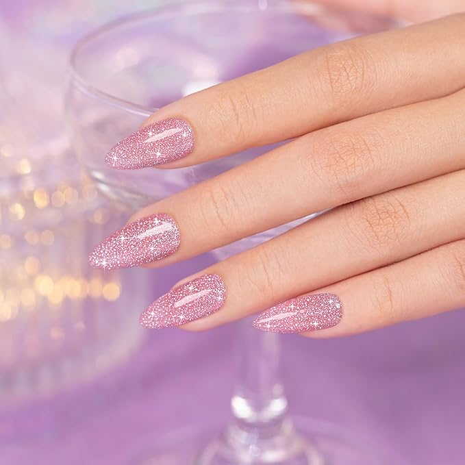 RARJSM Reflective Glitter Gel Nail Polish Nude Jelly Purple Pink Sheer Gel Polish Flash Diamond Sparkle Rainbow Silver Shimmer Soak off Curing Requires 15ml Single Bottle for Home Salon Manicure