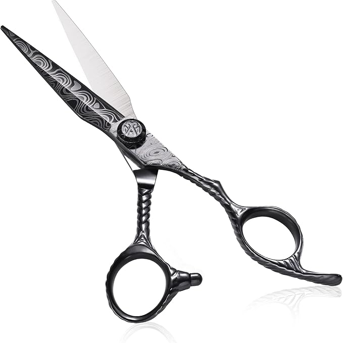 Professional Hair Cutting Scissors for Home & Salon – ULG 6.5" Premium Barber Shears with Adjustable Tension, Offset Handle, Ergonomic Grip & Sharp Stainless Steel Blades for Women, Men & Kids, Black