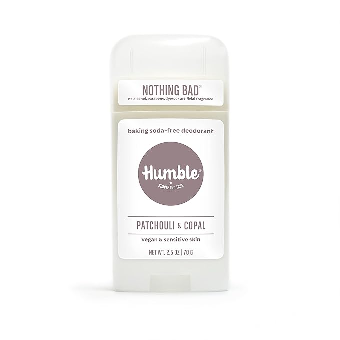 HUMBLE BRANDS Aluminum-Free Deodorant, Vegan and Cruelty- free, Formulated for Sensitive Skin, Patchouli & Copal, 2.5 Ounce (Pack of 1)