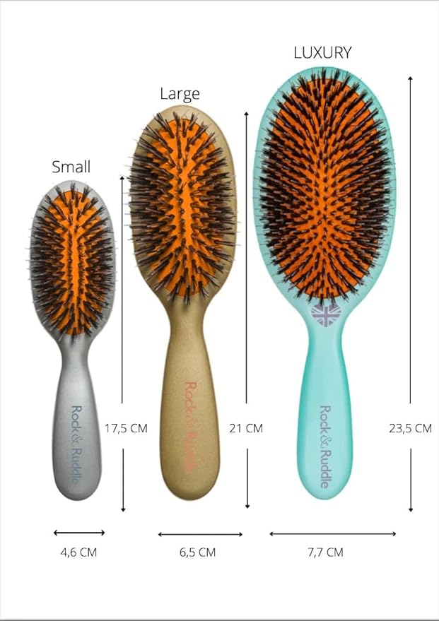 Rock & Ruddle Natural Mixed Boar Bristle Hair Brush for Women and Kids (Small/Travel Size, 17.5cm) - Perfect for Wet or Dry Hair, Detangling Smoothing Blowdrying - Made in UK - Ducks