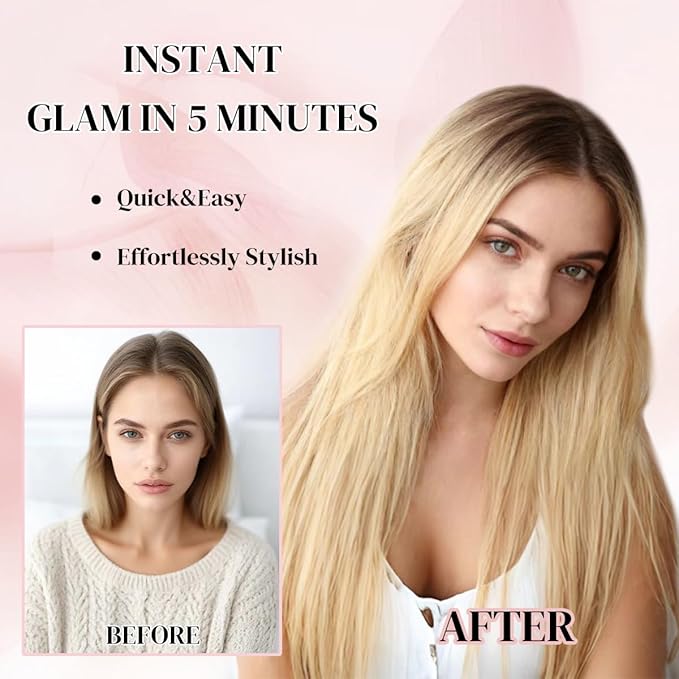 Seamless Clip in Hair Extensions Real Human Hair For Women 125g 20 Inch Platinum Blonde Invisible PU Skin Weft Remy Human Hair Extensions clip ins 7Pcs 18 Clips