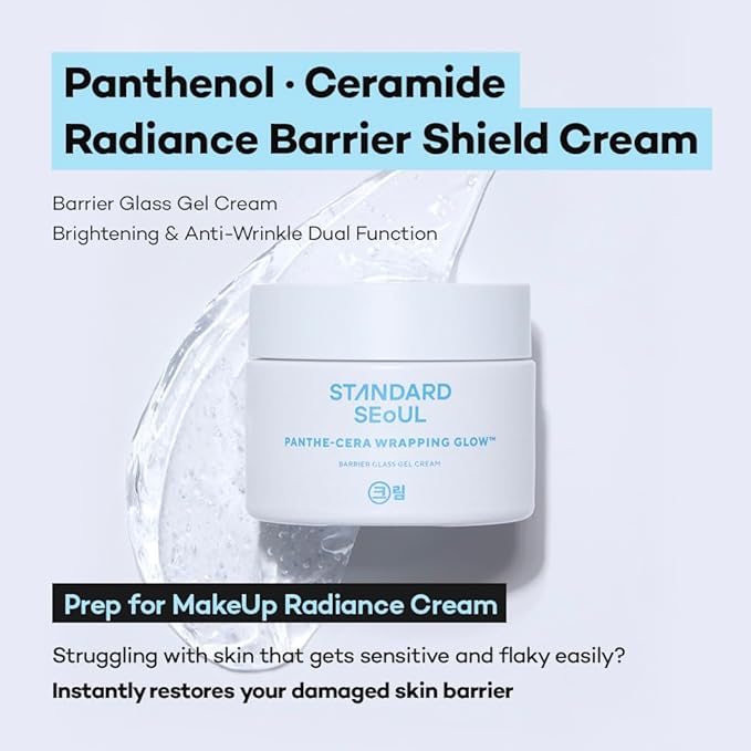 Barrier Glass Gel Moisturizer – Instantly Soothes & Hydrates, Lightweight Gel Cream for Sensitive Skin, Panthenol & 5 Ceramides, Glass-Skin Finish, 50ml
