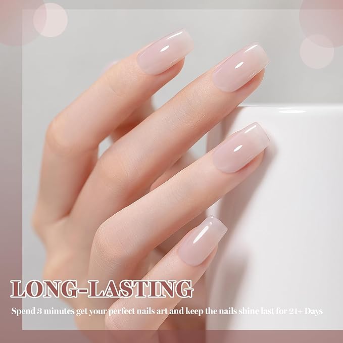 RARJSM Nude Jelly Gel Nail Polish Set Sheer Gray Pink Milky White Misty Roswood Pinkish Beige 6 Pcs Neutral Skin Tone Colors French Manicure Gelpolish Soak Off Curing Requires for Home Salon 7.5ml