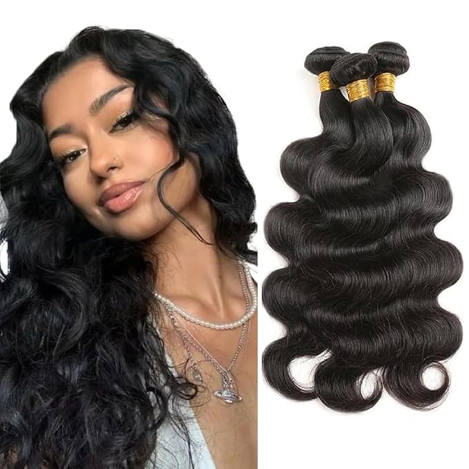 Body Wave Bundles Human Hair 24 26 28 Inch Unprocessed Brazilian Virgin Hair Body Wave Weave Bundle Real Natural Black Human Hair Extensions 150g