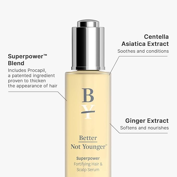 Better Not Younger Hair Thickening Serum for Women Over 40 – Scalp Care, Hair Density Treatment and Anti-Aging 2fl.oz – Fortifying Serum with Biotin & Ginger. Promotes Stronger, Thicker-Looking Hair.