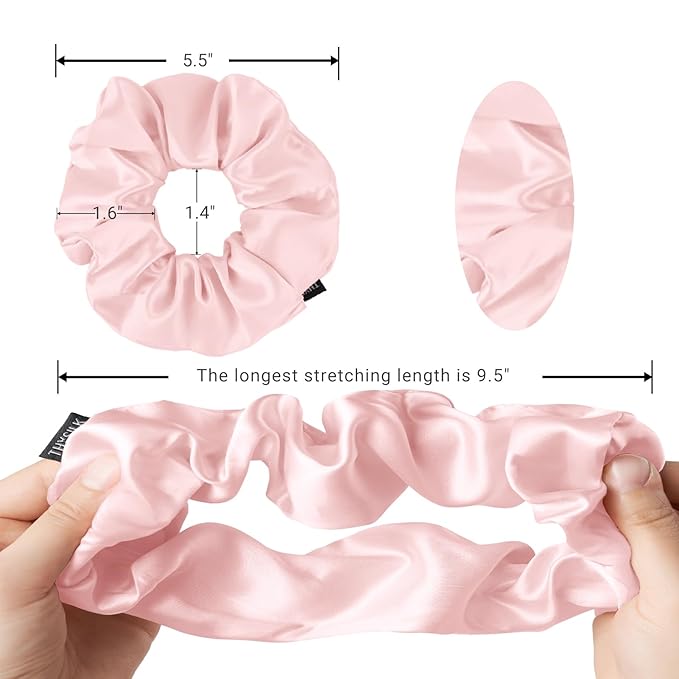 THXSILK Hair Silk Scrunchie for Women's Thick Hair, Charming Pink, 7.99 Count