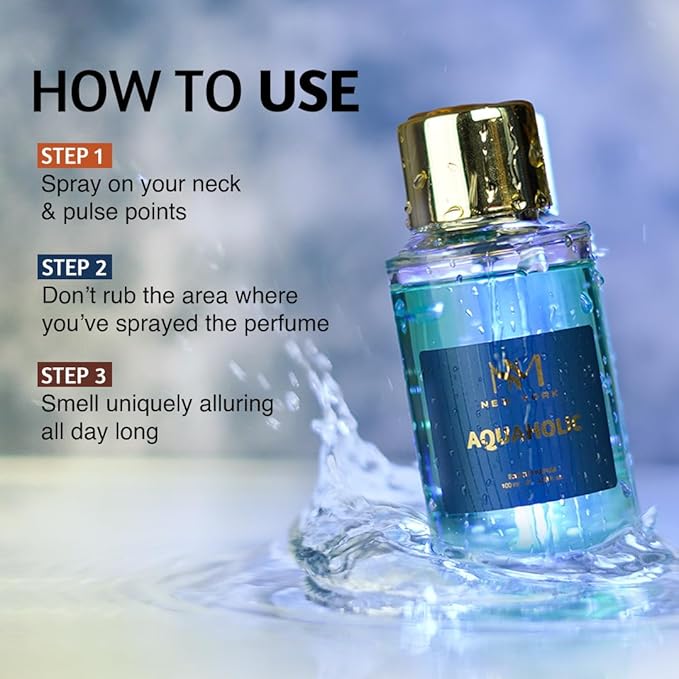 NOURISH MANTRA NM New York Aquaholic Luxury Perfume For Man and Women both-100 ml | Premium Long Lasting Fragrance Spray | With Aromatic Blend of Aquatic & Fresh Notes | Unisex Perfume