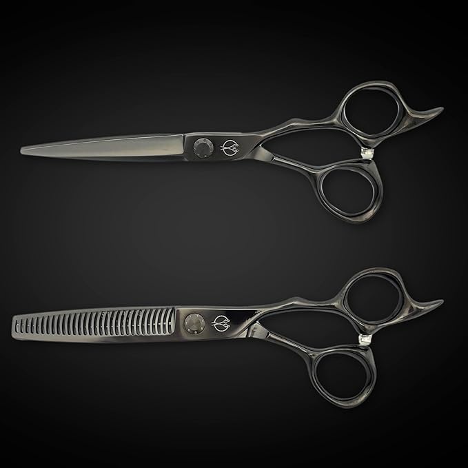 6" Hair Shears Set from Shihan Shears - Cutting and Thinning/Texturizing Scissors with Black Titanium Finish - VG-10 Stainless Steel for Professionals