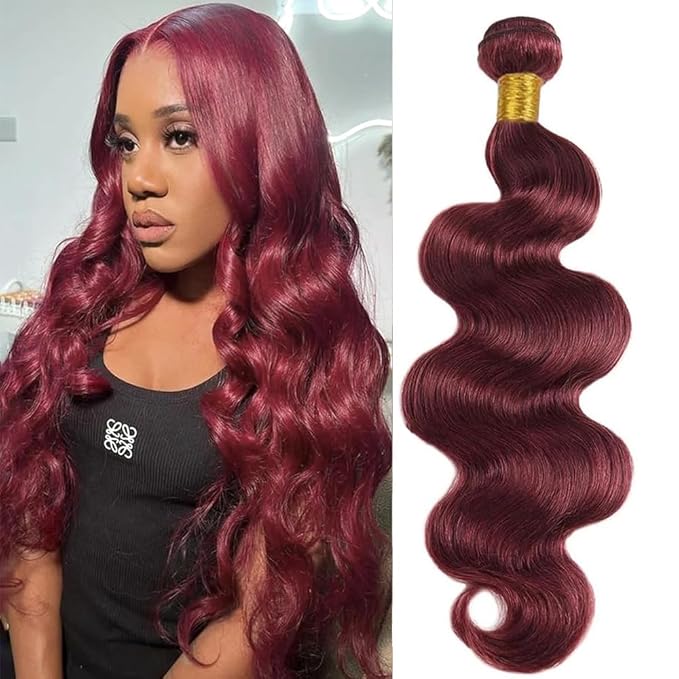 99J Burgundy Human Hair Bundles Body Wave 22 Inch 12A Wine Red Double Weft Brazilian Bundles Human Hair Extensions 1 Pack