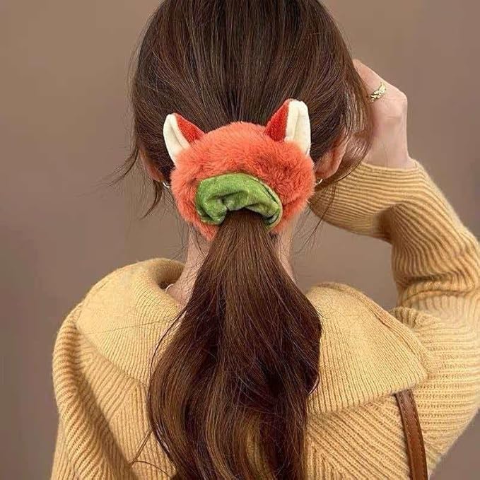 Cute Furry Hair Clips Plush Animal Design, Ears Scrunchies Set Ties for Women and Girls (Style B)