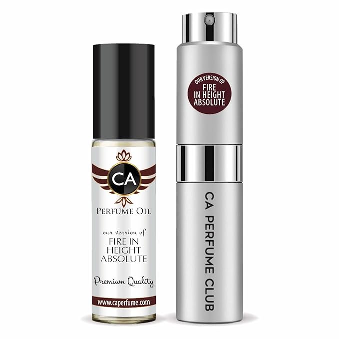 CA Perfume Duo Impression of Fire in Height Absolute For Men Perfume Layering Set Mens Cologne Long Lasting Travel Size EDP + Body Oil Roll-On Bottle 0.27 Fl Oz+0.33 Fl Oz