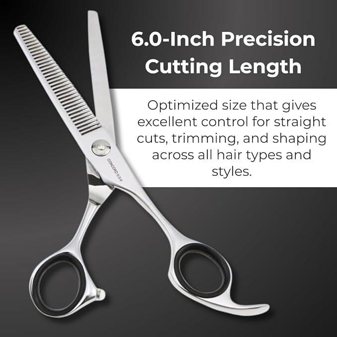 Hair Cutting Scissors for Women and Men – 6.0 440C Japan Stainless Steel Shears with Sword Blade and Tension Adjustment Screw – Salon and Home Use