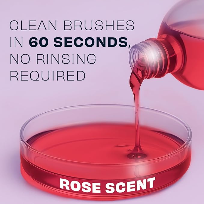 Original Rose Makeup Brush Cleaner - Professional Cleanser for Makeup Brushes - Quick-Drying, Rinse-Free Formula - Removes Stubborn Waterproof Make Up, 16 oz