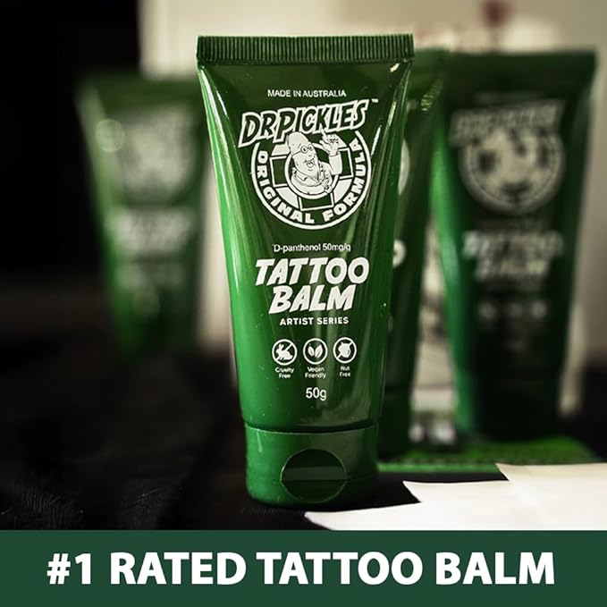 Dr Pickles VEGAN Tattoo Balm 1.76 oz / 50g - Vegan Formula, Heals + Protects + Rejuvenates Tattoos