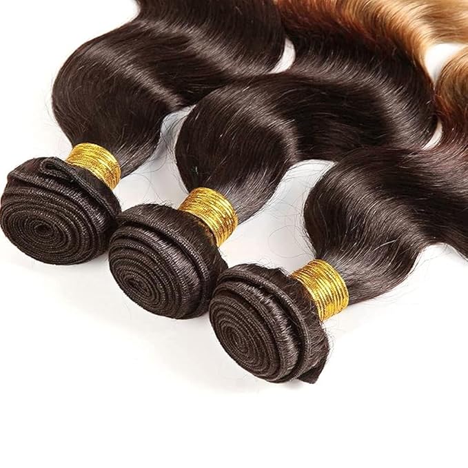 Ombre Brown Bundles Human Hair Honey Blonde Body Wave Bundles 22 24 26 inch Two Tone Black to Blonde Color