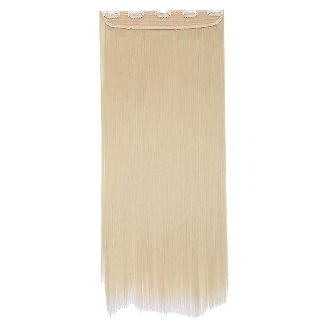 S-noilite Salon 26" Straight Bleach Blonde One Piece 5 Clips Clip In Hair Extensions Fashion Design Lady Women 5A Synthetic(Bleach Blonde)