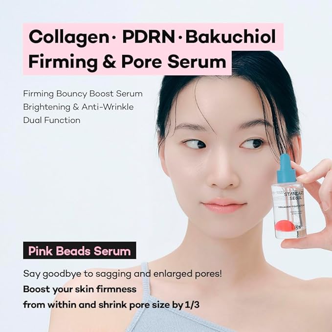 PDRN Firming Bouncy Boost Serum -Supports Skin Elasticity & Smooth, Water-Like Capsule Complex with Vegan Collagen, Bakuchiol & Retinol, Refined Texture, K-Beauty Serum (30ml)