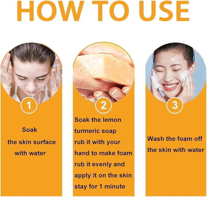 Turmeric Wash and Care Four Piece Set, Tuemeric Facial Cleanser & Turmeric Soap Combo, Turmeric Cleansing Mousse, Face Wash and Soap Bundle for Face & Body Deep Cleansing (1pc Turmeric Wash+3pc Soaps)