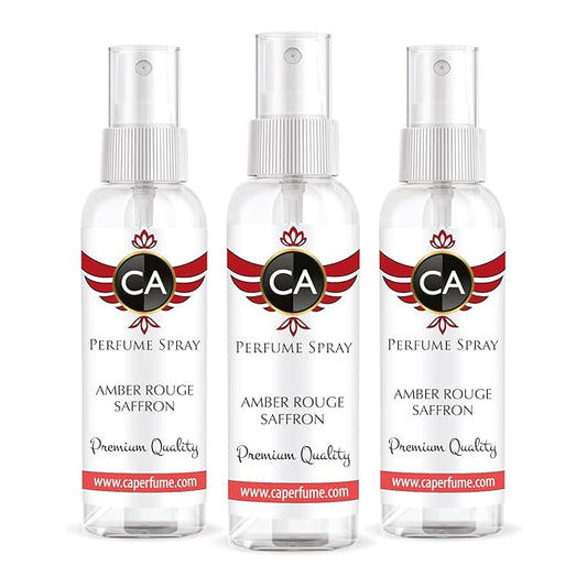 CA Perfume Amber Rouge Saffron For Women And Men Unisex Fragrance Eau de Parfum Spray Refillable Bottle 2 Fl Oz/60ml-X3