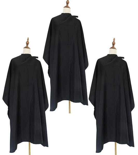 Salon Barber Hairdressing Capes with Snaps Hair Cutting Cape Hair Stylist for Women Men Adults Kids Black Waterproof (3PCS)