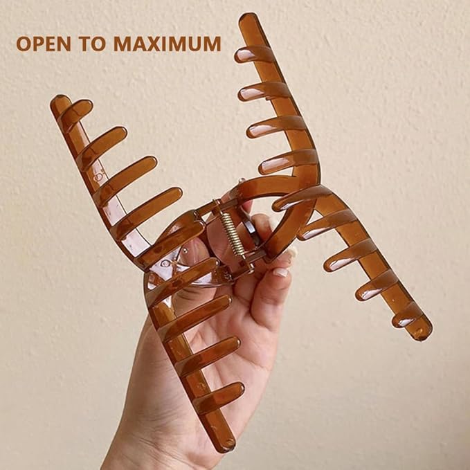large claw clips, jumbo hair clip, claw hair clips for women, hair clips for thin hair, 4 pcs, 6-inch, Neutral Color.