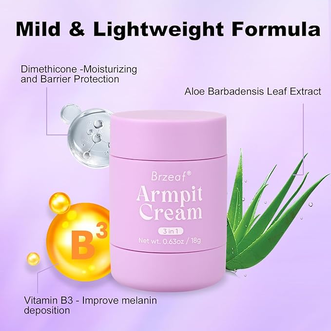 Brzeaf 3 In 1 Underarm Antiperspirant Deodorant– 72H Sweat & Odor Control, Armpit Cream Deodorant, Antiperspirant Deodorant for Women and Men