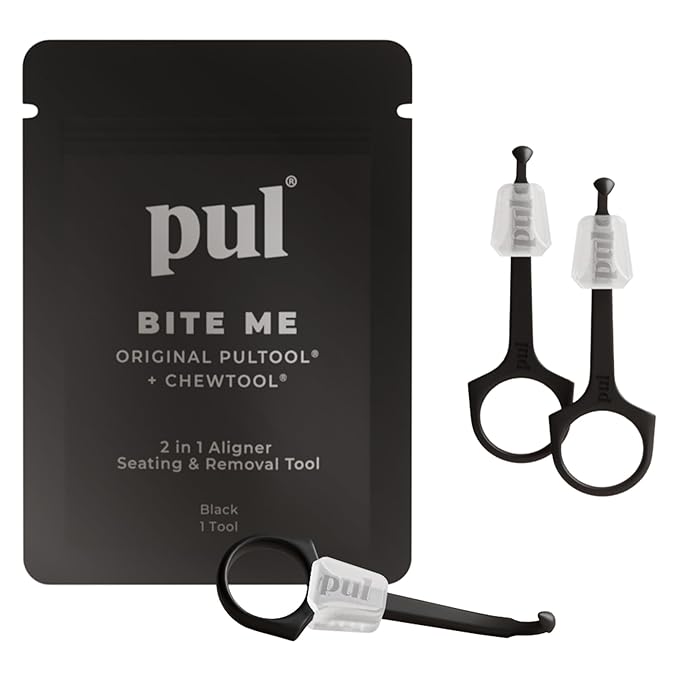 PUL Pack of 3 Reusable 2-in-1 Aligner Seating Chewie & Removal Tool — Compatible with Invisalign, Removable Braces, Retainers & Trays – Easy-to-Use Remover & Chew, Dental & Oral Hygiene Care – Black