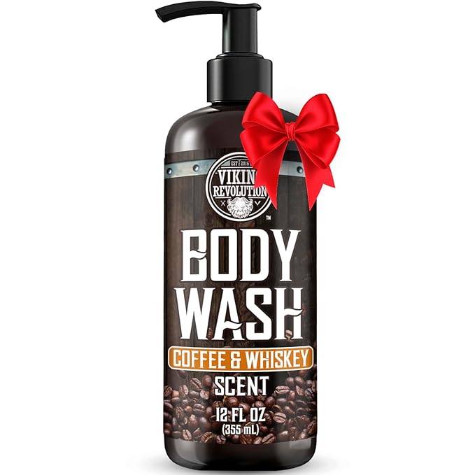 Viking Revolution Men's Body Wash - Coffee Whiskey Mens Body Wash - Mens Natural Body Wash for Men with Vitamin E and Olive Oil - Shower Gel Body Wash Men (12 Fl Oz, Pack of 1)