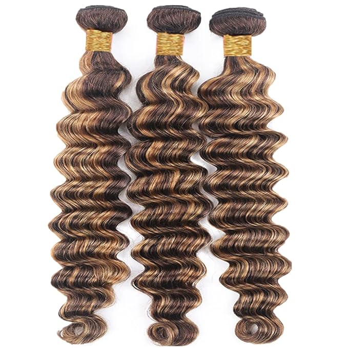 P427 Human Hair Bundles Honey Blonde Deep Wave Bundle Color 27 Deep Wave 3 Bundles 22 24 26 Inch Brazilian Unprocessed Virgin Hair Extensions