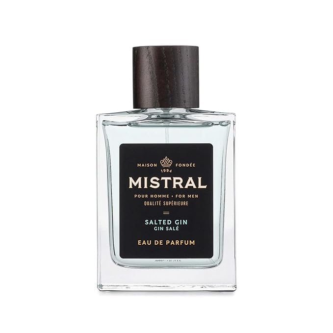 Mistral Men’s Cologne – Salted Gin Eau de Parfum | Fresh & Aquatic Masculine Scent with Grapefruit, Amber, Mint & White Musk | Cruelty-Free & Long-Lasting Perfume for Men, Made in France - 3.4 Oz