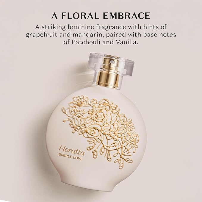 O BOTICARIO Floratta Simple Love Eau de Toilette, Long-Lasting Floral Fragrance Perfume for Women, 2.5 Ounce