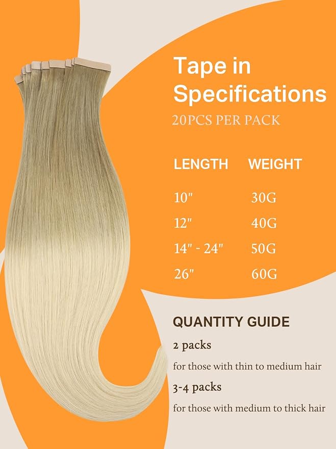 DOORES Tape in Human Hair Extensions, Light Brown to Golden Platinum Blonde 18 Inch 50g 20pcs, Hair Extensions Real Human Hair Tape in Natural Remy Straight Hair