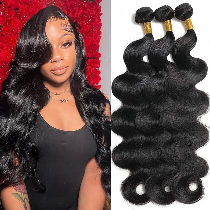 16A Human Hair Bundles 24 26 28 Inch Body Wave 300g Unprocessed Brazilian Virgin Hair 3 Bundles Deals Human Hair Extensions Quick Weave Human Hair Natural Black Color