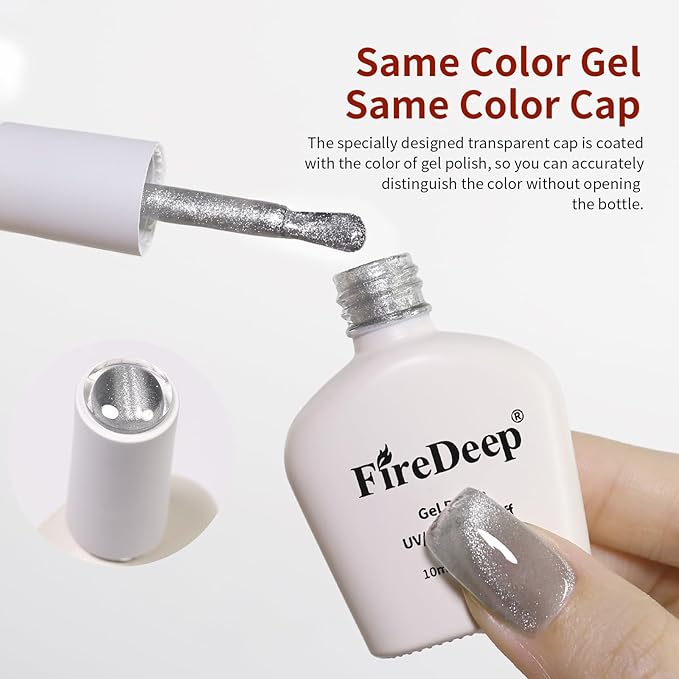 10ml Hema Free Silver Cat Eye Gel Nail Polish Translucent Glassy Color Glitter Gel Polish with Magnet Soak Off Manicure Art DIY Salon for Women