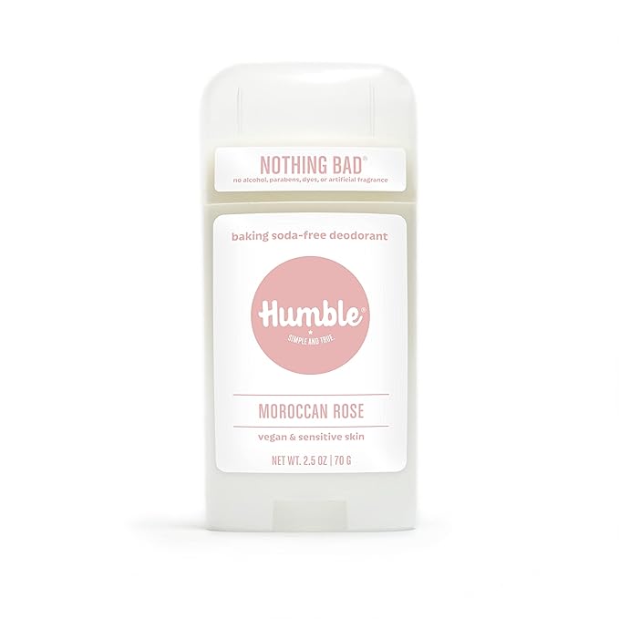 HUMBLE BRANDS Aluminum-Free Deodorant, Vegan and Cruelty- free, Formulated for Sensitive Skin, Moroccan Rose, 2.5 Ounce (Pack of 1)