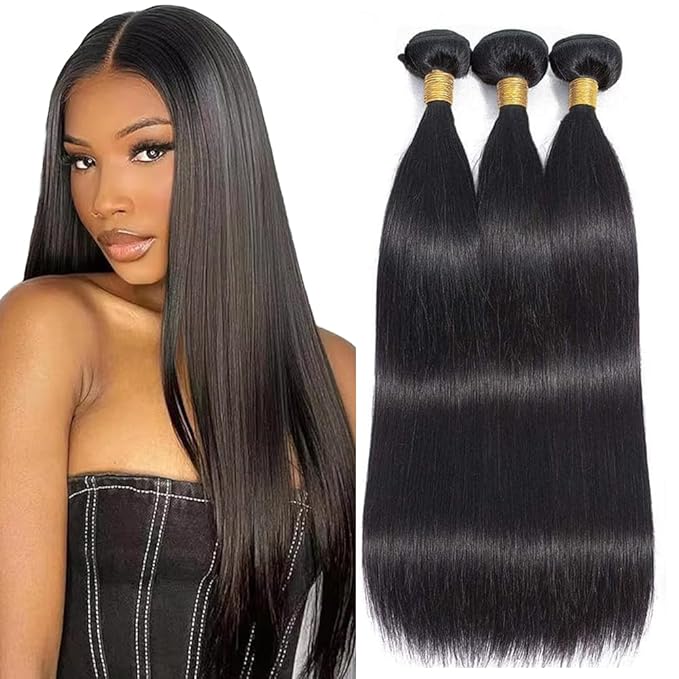 28 30 32 Inch Straight Bundles Human Hair Unprocessed Brazilian Virgin Hair Straight Weave Bundle Real Natural Black Human Hair Extensions 150g