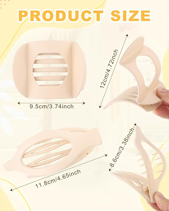 6 PCS French Flat Hair Clips for Women 2 Styles Large Matte Flat Claw Clips Strong Hold No-Slip Duckbill Hair Barrettes for Lying Down, Driving,Yoga(Brown)