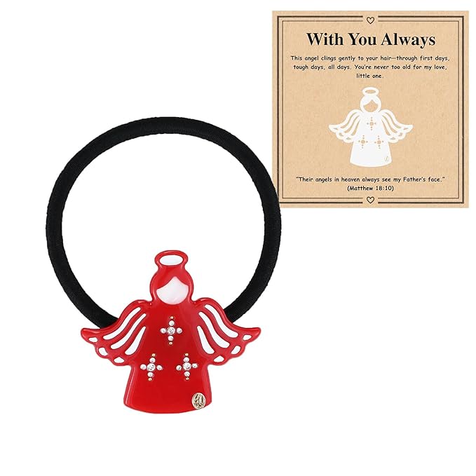 Inspirational Birthday Gifts for Girls "Guardian Angel" Premium Acetate French Ties, Cute Back to School Gifts for Student Daughter Granddaughter, Christmas Stocking Stuffer Gifts