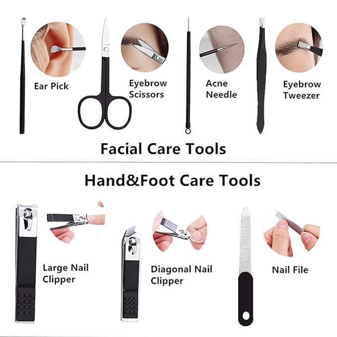 Stocking Stuffers for Men Women Nail Clipper Set Manicure Set Manicure Kit with Case Toe Finger Nail Clippers Personal Care Tools Travel Nail Clipper Kit Grooming Kit Christmas Gifts for Men Women