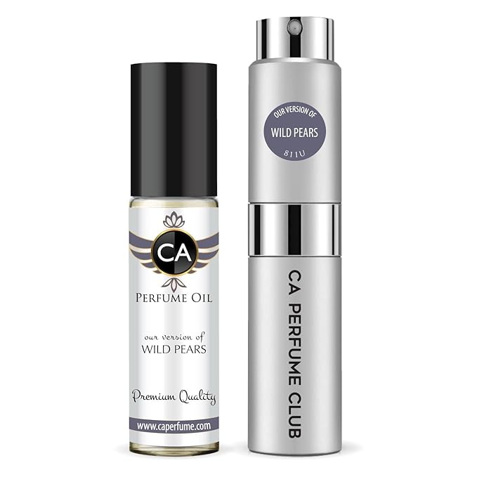 CA Perfume Duo Impression of Wild Pears For Women And Men Perfume Layering Set Long Lasting Travel Size EDP + Body Oil Roll-On Bottle 0.27 Fl Oz+0.33 Fl Oz