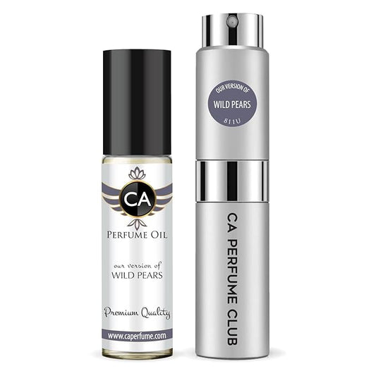 CA Perfume Duo Impression of Wild Pears For Women And Men Perfume Layering Set Long Lasting Travel Size EDP + Body Oil Roll-On Bottle 0.27 Fl Oz+0.33 Fl Oz