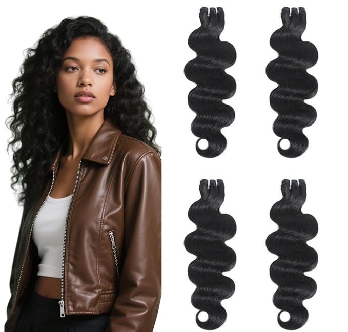 16 Inch Body Wave Bundles 100% Unprocessed Brazilian Virgin Human Hair (4 Pack, 4x50g) Natural Color Quick Weave Hair Extensions