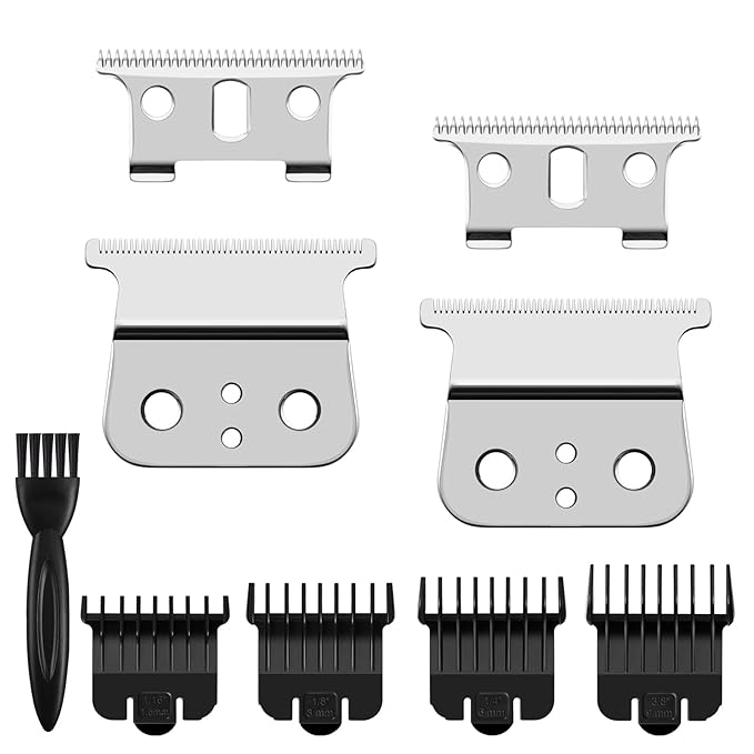 2 Pack T Outliners Blades Compatible with Andis T Outliner & GTX Trimmer, Compatible with Andis #04710 and #04521 (Sliver Steel T Blade + Sliver Steel Blade)