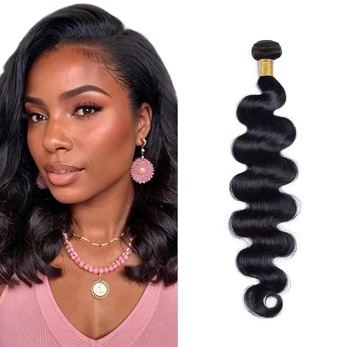 Body Wave Human Hair Bundles #1B Body Wave Bundle 14 inch Unprocessed Human Hair Extensions Natural Black Color
