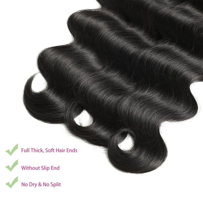 Human Hair Bundles 12A Body Wave 100% Unprocessed Brazilian Virgin Hair Extensions 4 Bundles Human Hair 22 24 26 28 Inch Natural Black Bundles Human Hair Weave for Women